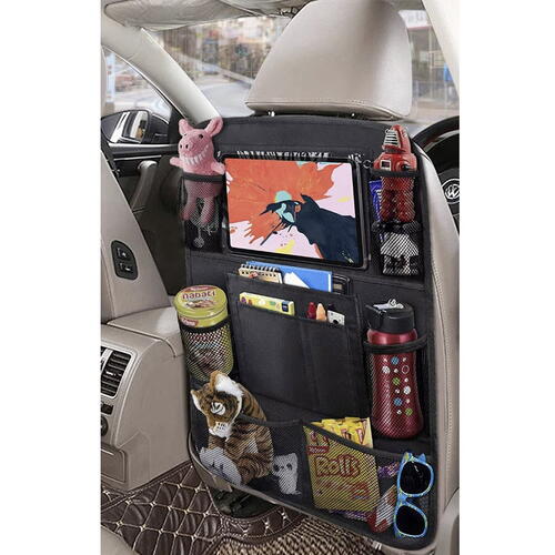 Organizator auto pentru spatarul scaunului, cu 10 buzunare, Suport Tableta, Suport Sticla Apa, Negru