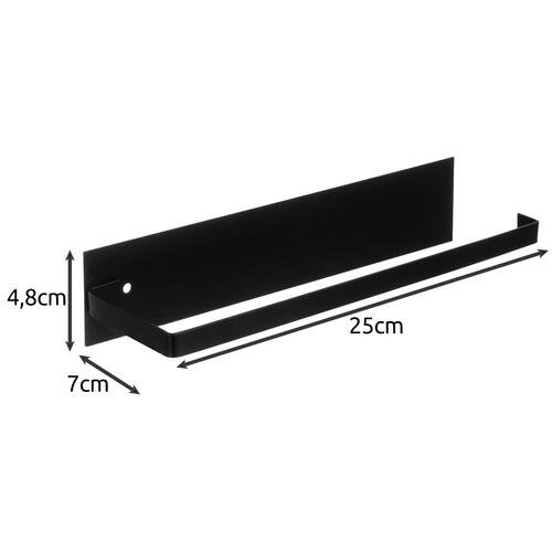 Suport rola prosoape de hartie bucatarie montat pe perete, Din otel inoxidabil, Suport pentru folie de plastic, Suport pentru agatat prosoape, 26 cm, Negru