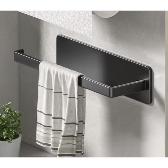 Suport rola prosoape de hartie bucatarie montat pe perete, Din otel inoxidabil, Suport pentru folie de plastic, Suport pentru agatat prosoape, 26 cm, Negru