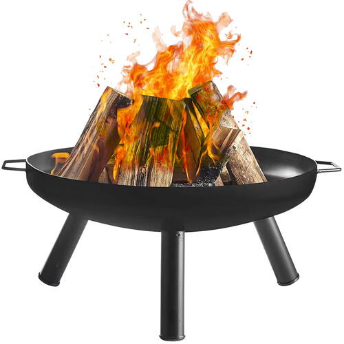 Vatra de foc pentru terasa si gradina, din Otel, Diametru 58 cm, Inaltime 23 cm, culoare Negru
