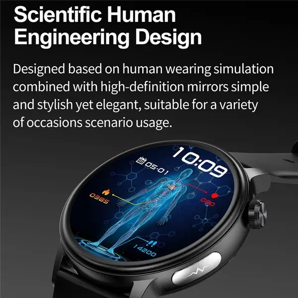 SmartWatch cu Senzor Glucometru, EKG, Temperatura Corporala, Compozitia Sangelui, Acid Uric, Colesterol, Metabolism, Grasimea din Corp, Apel Bluetooth, Numar SOS S840