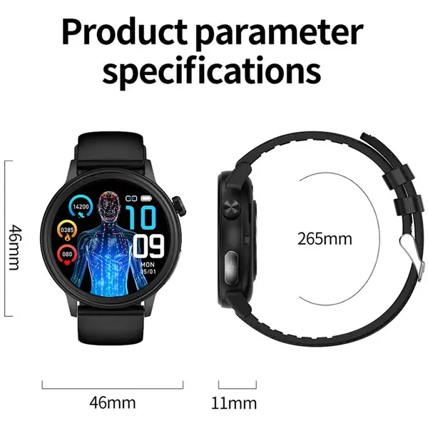 SmartWatch cu Senzor Glucometru, EKG, Temperatura Corporala, Compozitia Sangelui, Acid Uric, Colesterol, Metabolism, Grasimea din Corp, Apel Bluetooth, Numar SOS S840