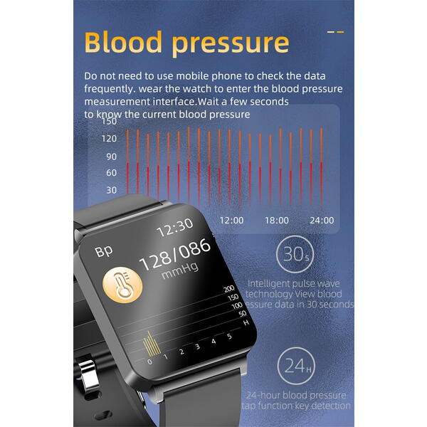 SmartWatch Cu Senzor Glucometru, Acid Uric, EKG, Grasimea din Corp, Temperatura Corporala, Ritm Cardiac, Tensiune Arteriala, Nivel Oxigen, Apel Bluetooth, Calculator, Calendar, Vreme S841