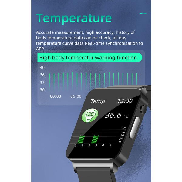 SmartWatch Cu Senzor Glucometru, Acid Uric, EKG, Grasimea din Corp, Temperatura Corporala, Ritm Cardiac, Tensiune Arteriala, Nivel Oxigen, Apel Bluetooth, Calculator, Calendar, Vreme S841