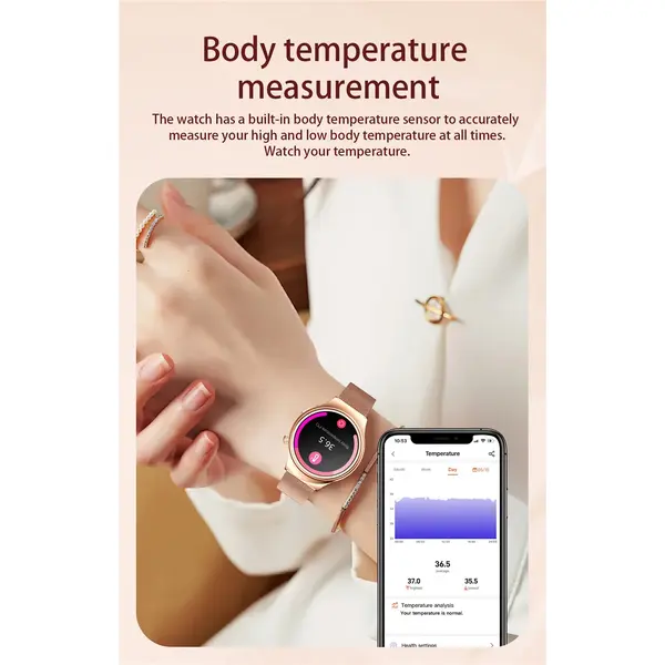 SmartWatch Cu Senzor Glucometru, Acid Uric, EKG, Grasimea din Corp, Temperatura Corporala, Ritm Cardiac, Tensiune Arteriala, Nivel Oxigen, Apel Bluetooth, Calculator, Calendar, Vreme S843