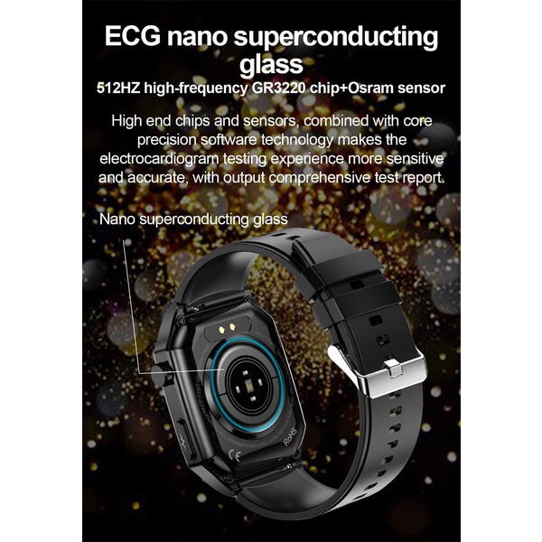 SmartWatch cu Senzor Glucometru, EKG, Temperatura Corporala, Acid Uric, Grasimea din Corp, Apel Bluetooth, Numar SOS, Calculator, Calendar, Alarma S848