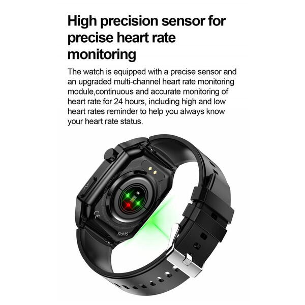 SmartWatch cu Senzor Glucometru, EKG, Temperatura Corporala, Acid Uric, Grasimea din Corp, Apel Bluetooth, Numar SOS, Calculator, Calendar, Alarma S848