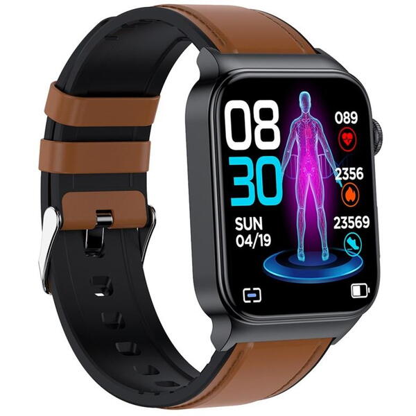 SmartWatch cu Senzor Glucometru, EKG, Nivel Oxigen, Ritm Cardiac, Tensiune Arteriala, Moduri Sport, Calorii, Vreme, Calculator S849