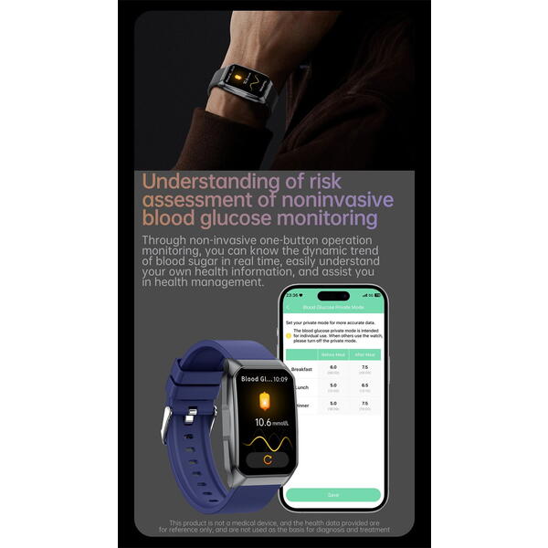 SmartWatch cu Senzor Glucometru, Ritm Cardiac, Nivel Oxigen, Tensiune Arteriala, Apel Bluetooth, Calculator, Moduri Sport, Calorii, Vreme, Ciclu Menstrual, Nivel Stres S833
