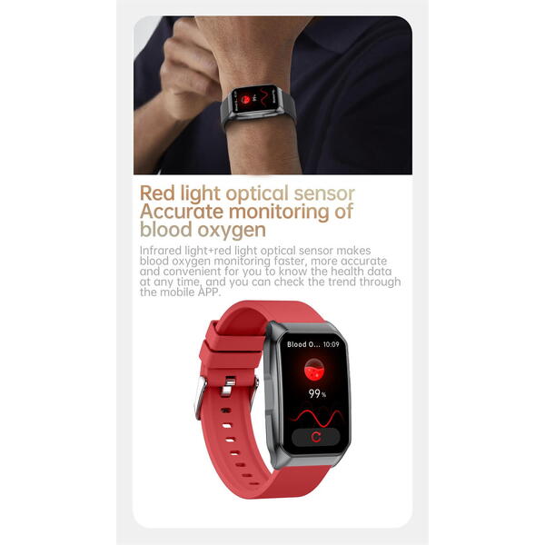 SmartWatch cu Senzor Glucometru, Ritm Cardiac, Nivel Oxigen, Tensiune Arteriala, Apel Bluetooth, Calculator, Moduri Sport, Calorii, Vreme, Ciclu Menstrual, Nivel Stres S835