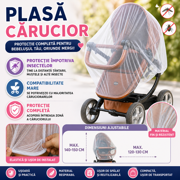 Plasa anti tantari pentru caruciorul de bebelusi, Universal, Poliester
