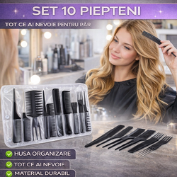 Set 10 Piepteni pentru stilizare cu husa depozitare inclusa