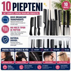Set 10 Piepteni pentru stilizare cu husa depozitare inclusa