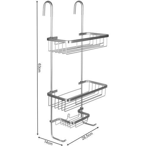 Etajera pentru Baie - Din Aluminiu, Montare prin Suspendare, 3 Compartimente