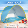 Cort plaja pentru copii cu bazin integrat, POP UP, protectie UV si vant, albastru-galben, 65x115x80cm