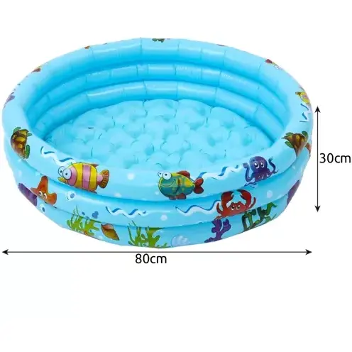 Piscina pentru copii, PVC, 3 Inele, 80 x 30 cm, 58 L, Albastru / Multicolor
