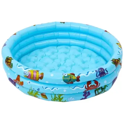 Piscina pentru copii, PVC, 3 Inele, 80 x 30 cm, 58 L, Albastru / Multicolor