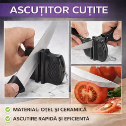 Ascutitor de cutite in doua faze, din otel si ceramica, ascutire rapida si eficienta