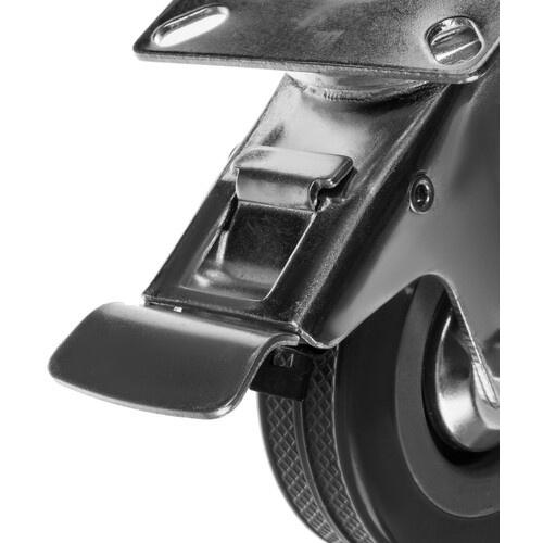 Set 4 roti pivotante industriale cu frana, rotire 360°, argintiu si gri