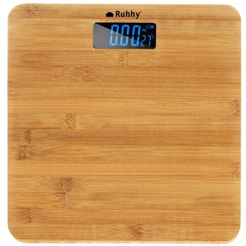 Cantar corporal electronic din bambus, Artemis, 180 kg, LCD, 28x28x3 cm, Oprire Automata
