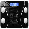 Cantar corporal inteligent, cu diagnostic si termometru, USB, Bluetooth, App pentru fitness, din sticla securizata, LCD, negru