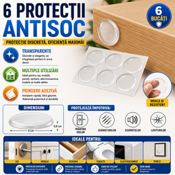 Set 6 protectii antisoc, protectie mobilier si pereti, transparente, poliuretan