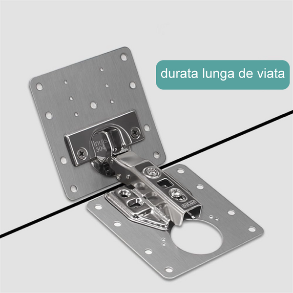 Set 4 bucati suporti de reparare balamale pentru dulap, Otel