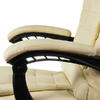 Scaun birou tip Fotoliu cu taburet, Ajustabil, Extensie membre inferioare, Piele ecologica, Otel, Crem