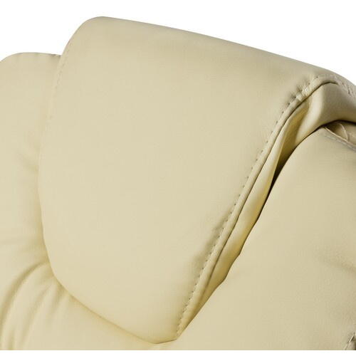 Scaun birou tip Fotoliu cu taburet, Ajustabil, Extensie membre inferioare, Piele ecologica, Otel, Crem