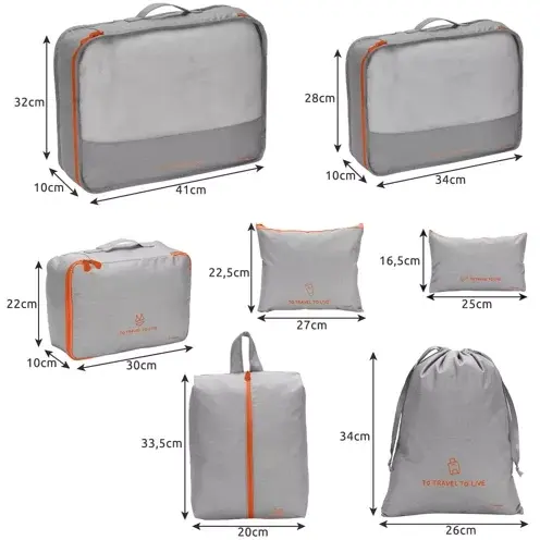 Set 7 Genti Organizatoare Bagaj, Pentru Calatorii, Drumetii, Camping