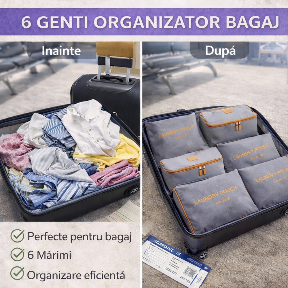 SMARTECH Set 6 genti pentru organizare bagaj, Poliester, Impermeabil