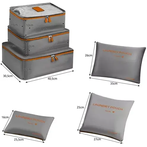 Set 6 genti pentru organizare bagaj, Poliester, Impermeabil