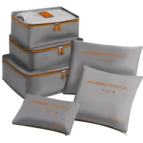 Set 6 genti pentru organizare bagaj, Poliester, Impermeabil