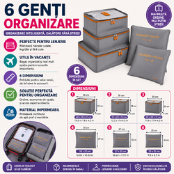 Set 6 genti pentru organizare bagaj, Poliester, Impermeabil