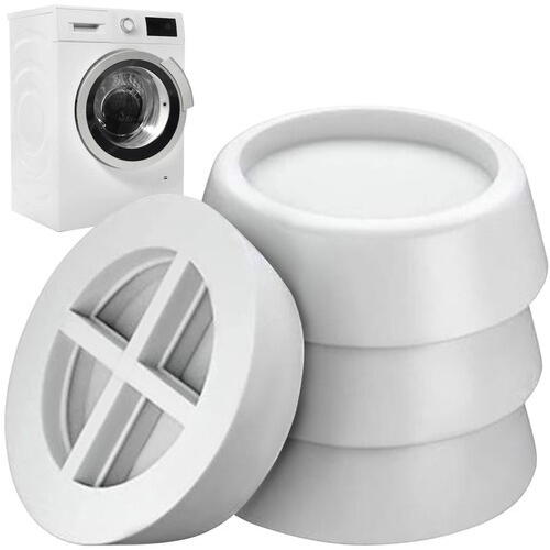 Set 4 suporti amortizare vibratii masina de spalat, frigider, antizgomot, antiderapant, Alb