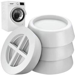 Set 4 suporti amortizare vibratii masina de spalat, frigider, antizgomot, antiderapant, Alb