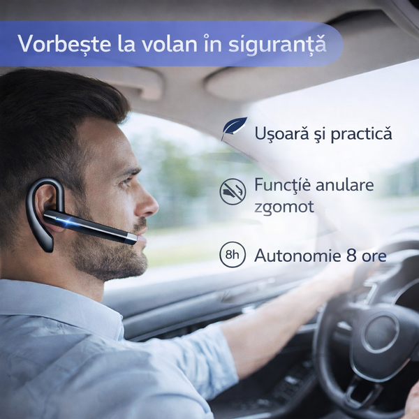 Casca handsfree, Bluetooth 5.3, anulare zgomot CVC 8.0, Carcasa de incarcare