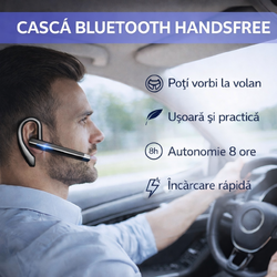 Casca handsfree, Bluetooth 5.3, anulare zgomot CVC 8.0, Carcasa de incarcare