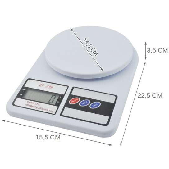 Cantar digital de bucatarie SF-400, diviziune 1g, functie Tara, maxim 10 kg