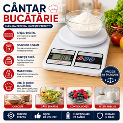 Cantar digital de bucatarie SF-400, diviziune 1g, functie Tara, maxim 10 kg