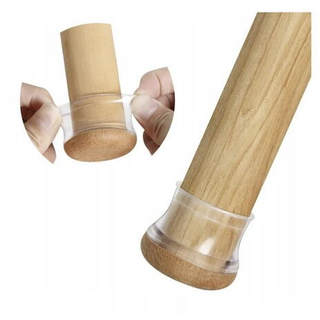 Set 4 protectii picioare mobilier, Anti-derapante, Silicon, Transparente, Rotunde
