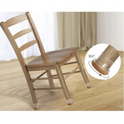 Set 4 protectii picioare mobilier, Anti-derapante, Silicon, Transparente, Rotunde