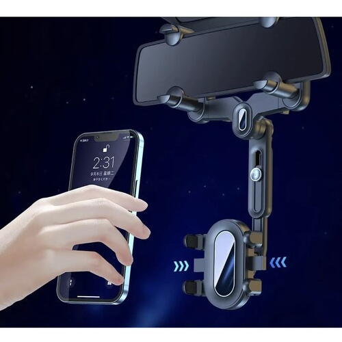 Suport pentru telefon, montare pe oglinda retrovizoare, rotativ la 360 grade, reglare inaltime si latime