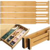 Set 4 organizatoare reglabile pentru sertar, Bambus, pentru baie/bucatarie/dormitor, sistem antialunecare, Natur