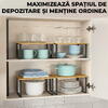 Set 2 Rafturi, Extensibile, Multifunctionale, Diverse Moduri De Aranjare Pentru Bucatarie, Birou, Baie, Bambus/Otel