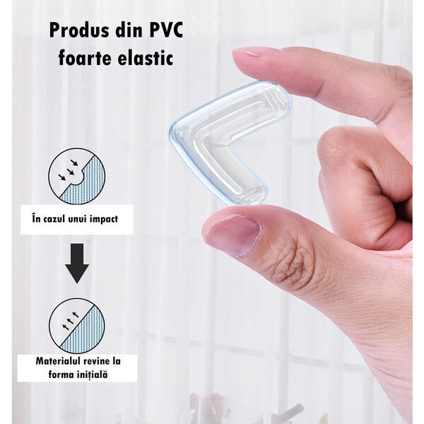 Set 12 Protectie de colt din silicon, transparent, 4x4cm