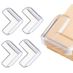 Set 12 Protectie de colt din silicon, transparent, 4x4cm