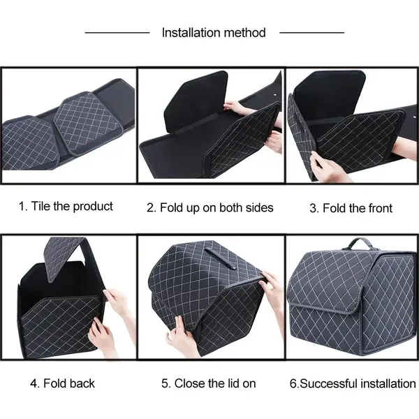 Organizator de portbagaj auto, Cutie depozitare Pliabila cu Maner 40x30x30cm