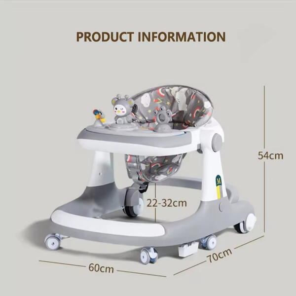 Premergator Reglabil pentru Bebelusi cu Varsta intre 12-18 Luni, Antemergator, Spatar Ergonomic, Pliabil cu 3 Jucarii, Material Respirabil, Greutatea Maxima Suportata 30 kg, Gri