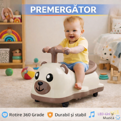 Premergator tip Masinuta pentru copii, Cu Muzica si Iluminat, 4 Roti 360Grade